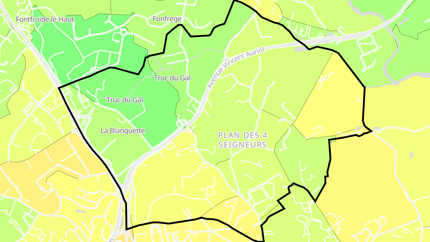 Carte des prix de l'immobilier Plan des 4 Seigneurs