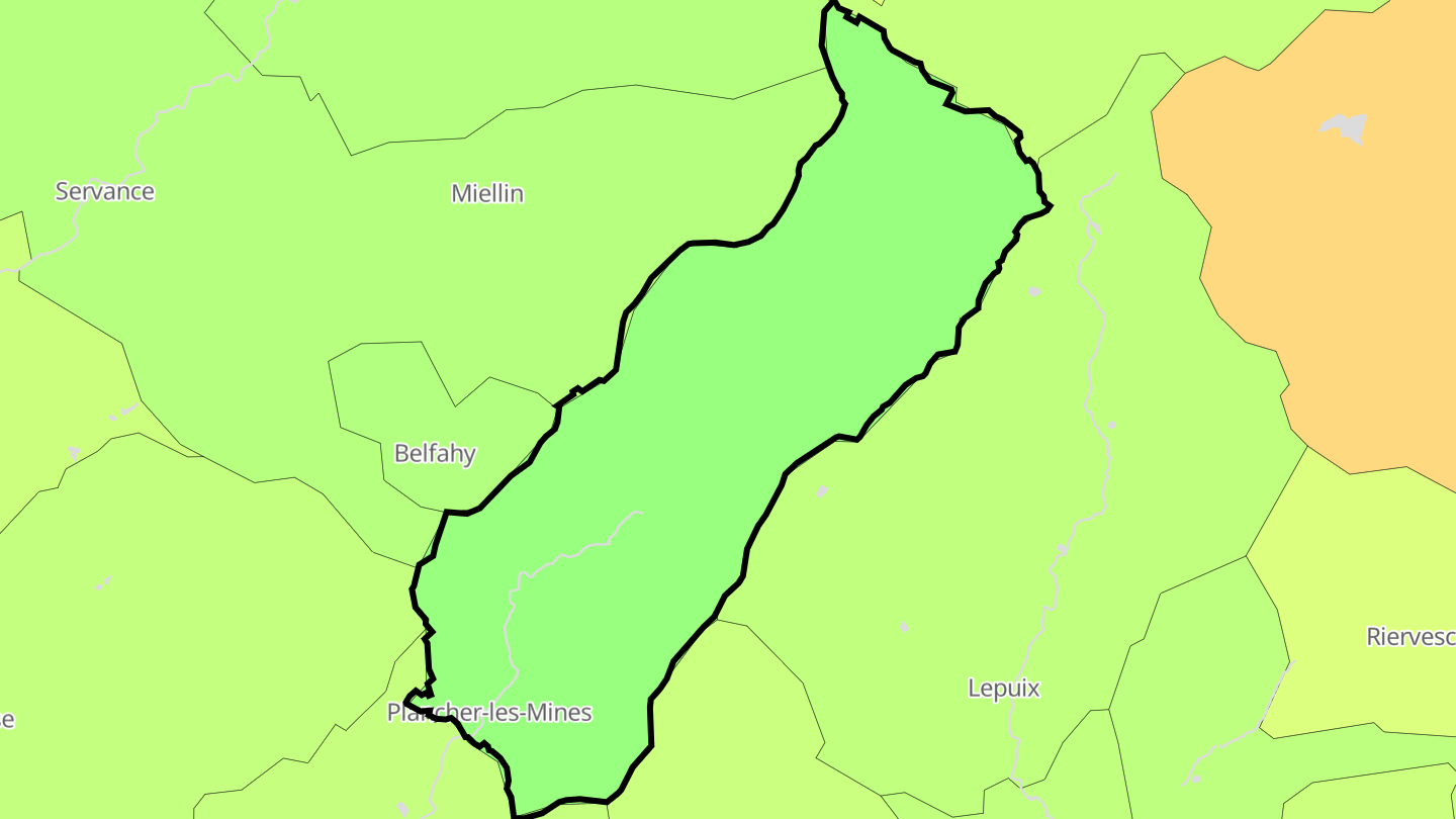 Carte des prix de l'immobilier Plancher-les-Mines