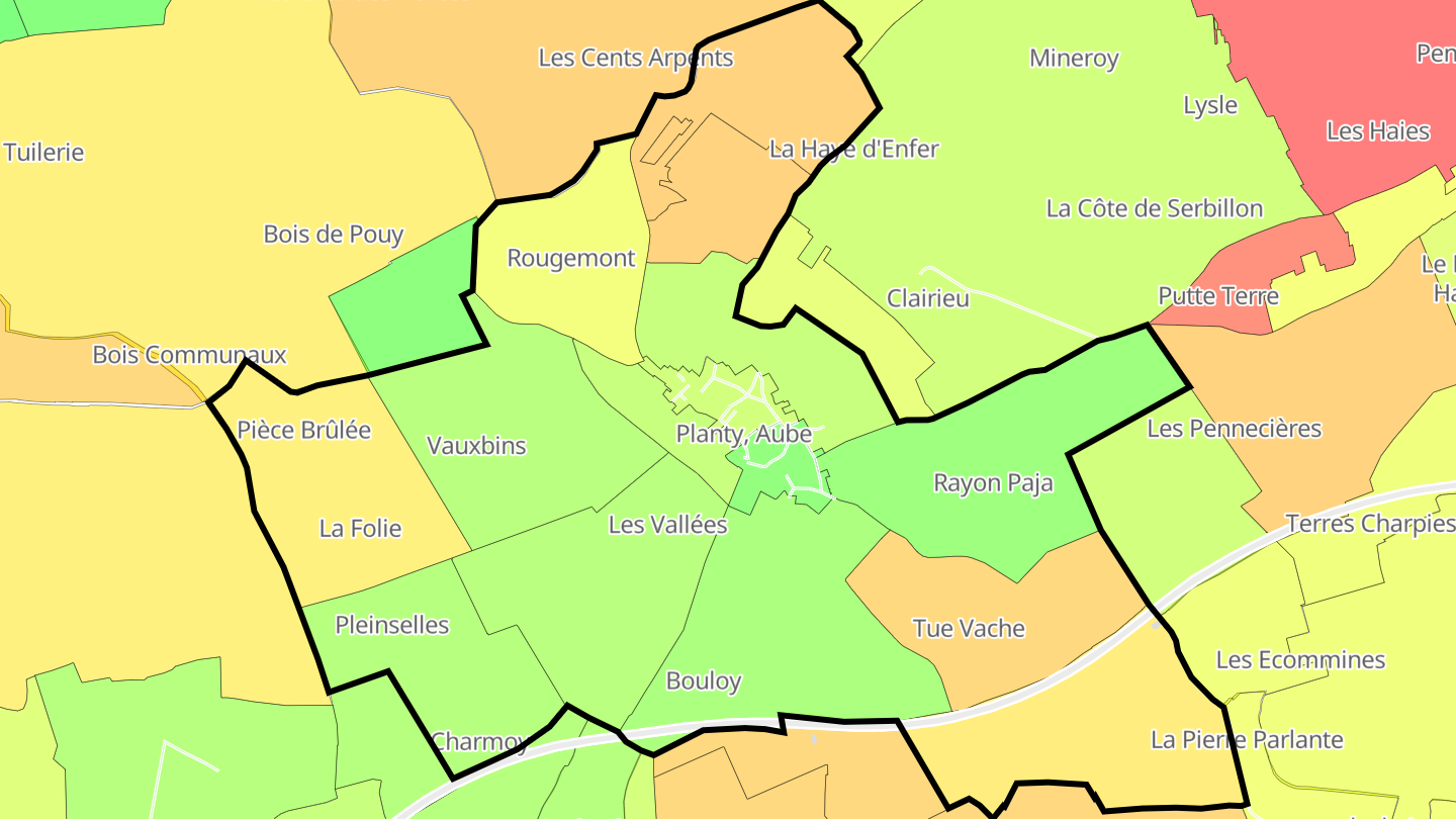Carte des prix de l'immobilier Planty