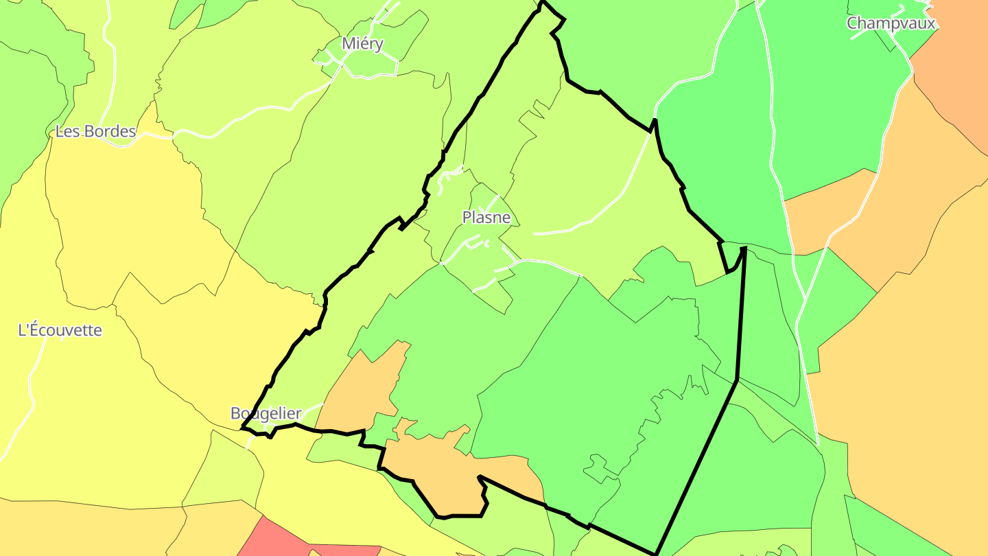 Carte des prix de l'immobilier Plasne