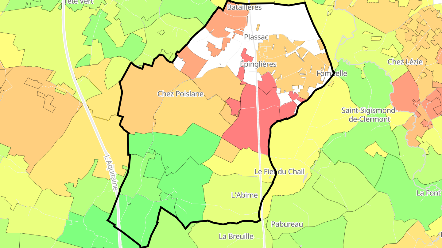 Carte des prix de l'immobilier Plassac