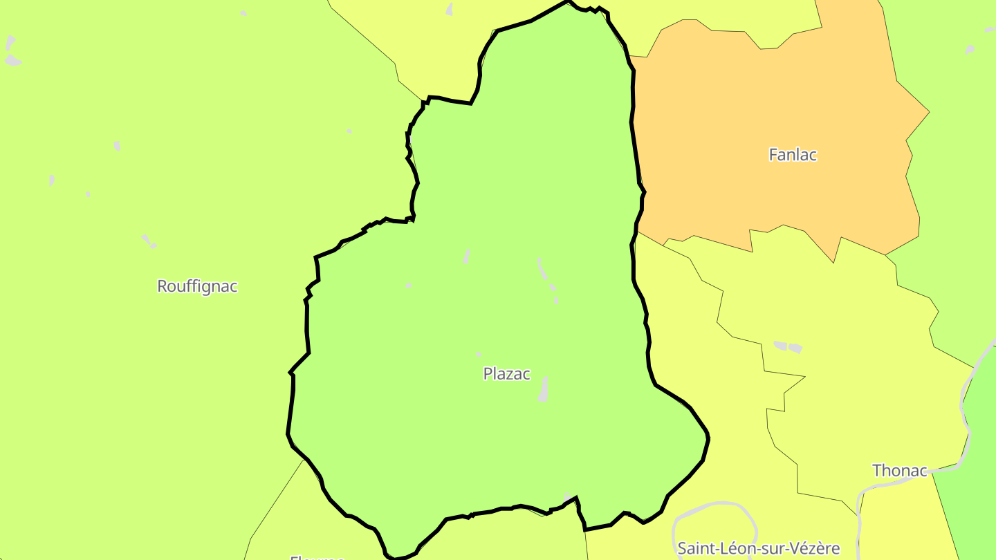 Carte des prix de l'immobilier Plazac