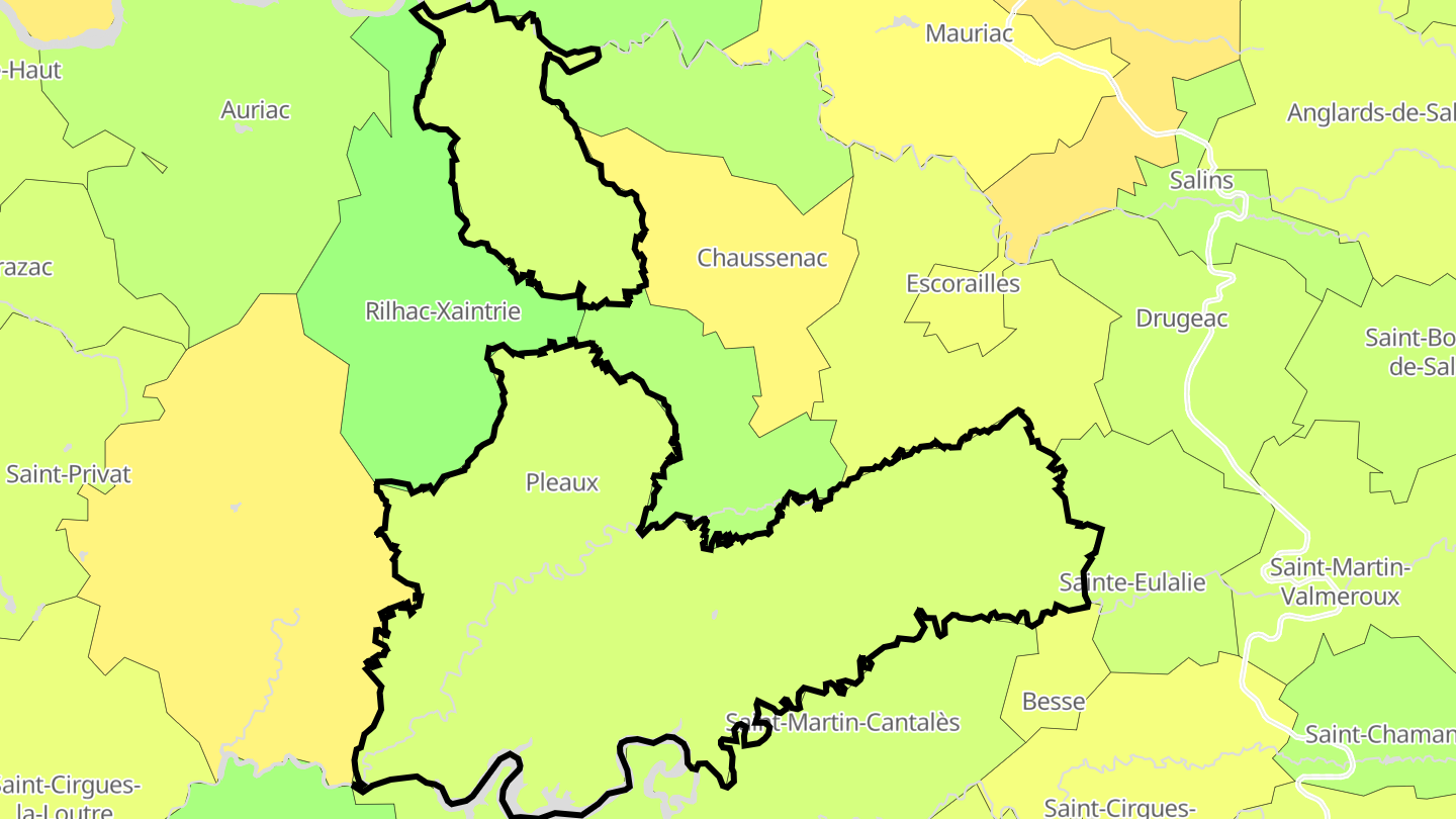 Carte des prix de l'immobilier Pleaux