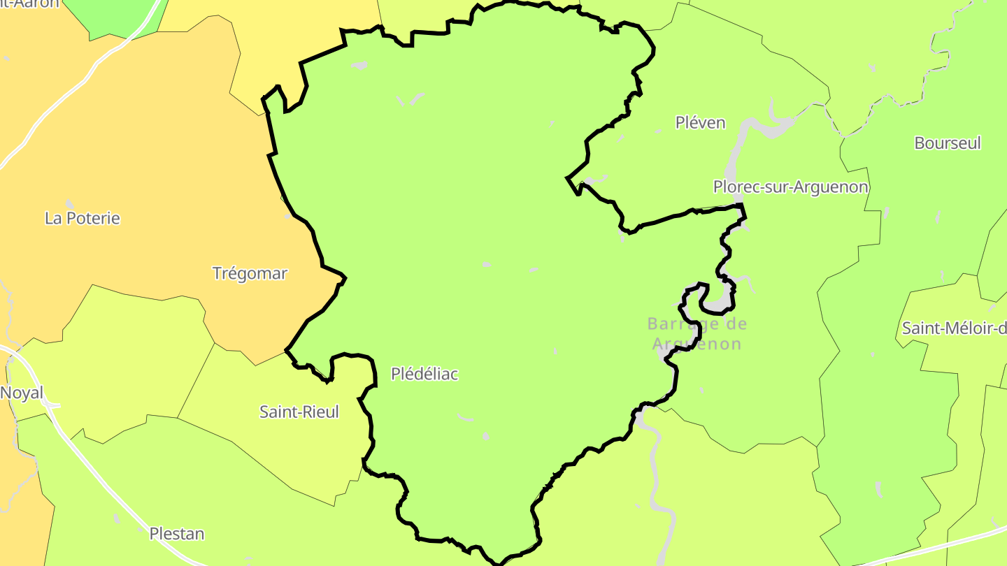Carte des prix de l'immobilier Plédéliac