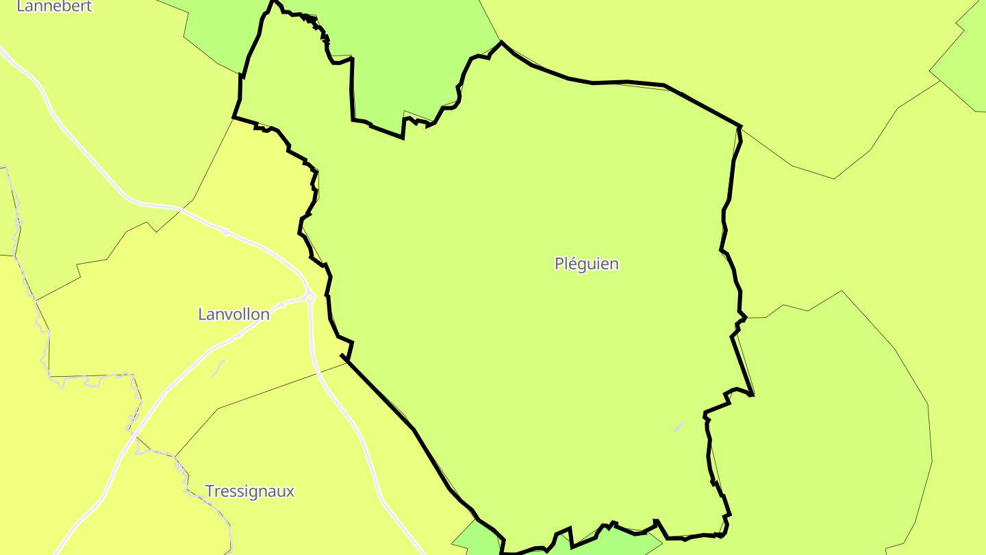 Carte des prix de l'immobilier Pléguien