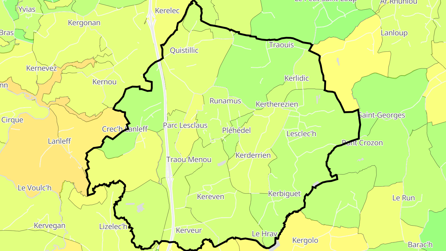 Carte des prix de l'immobilier Pléhédel