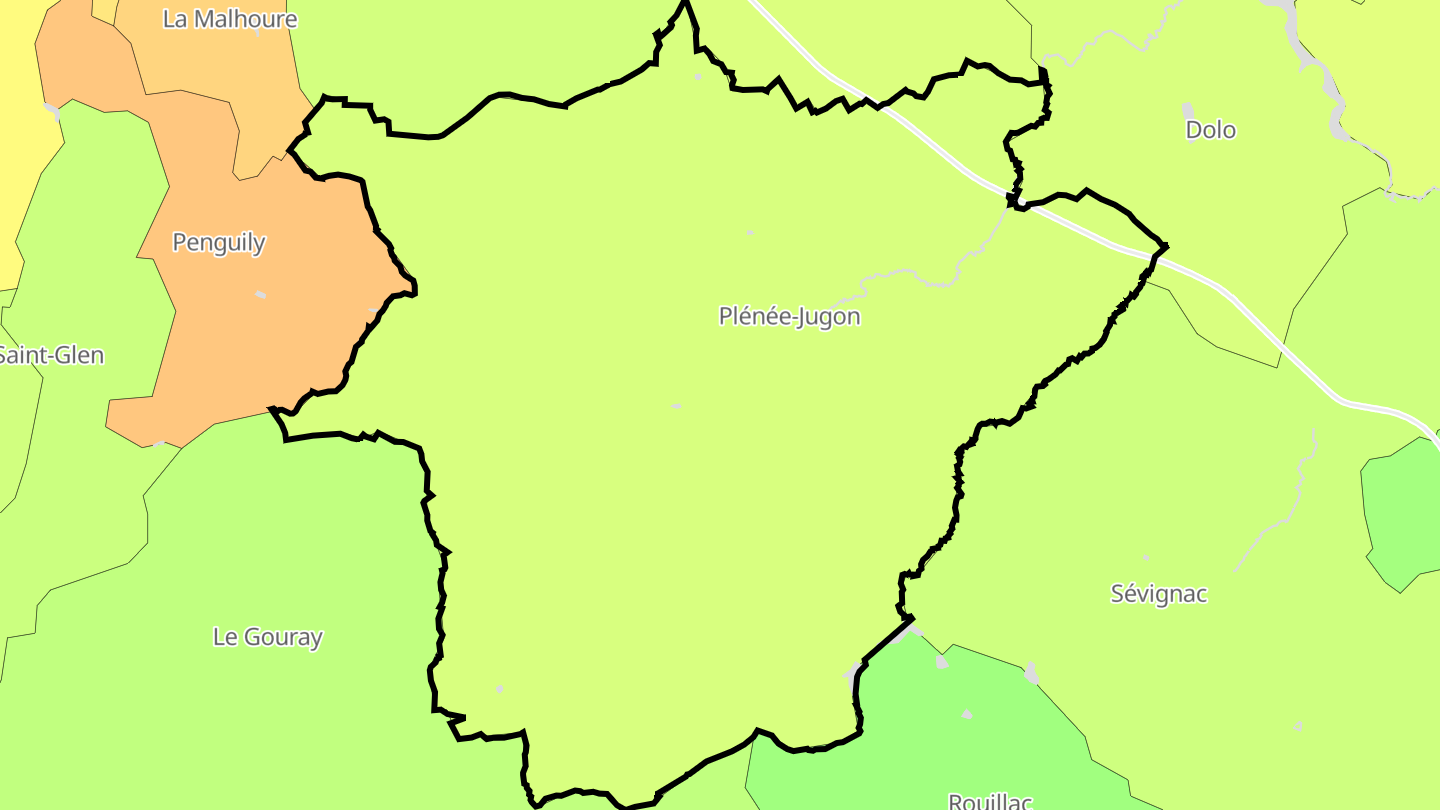Carte des prix de l'immobilier Plénée-Jugon