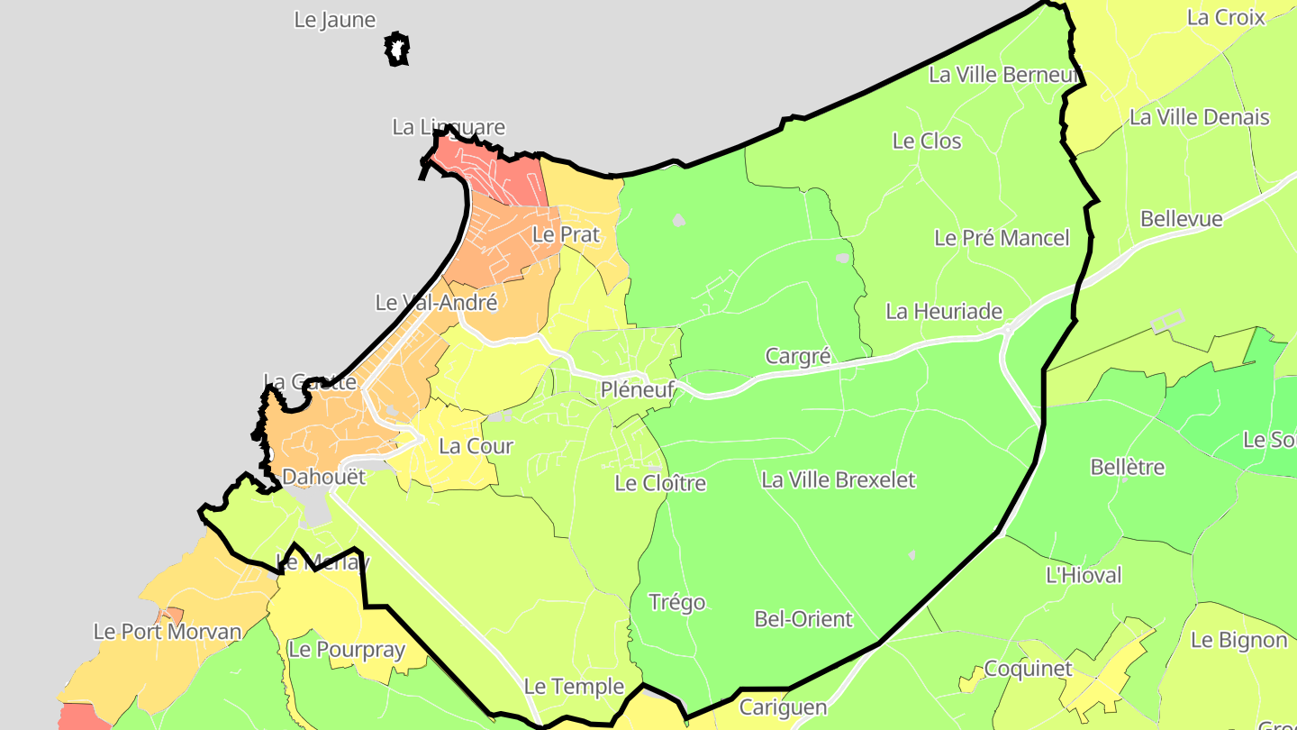 Carte des prix de l'immobilier Pléneuf-Val-André