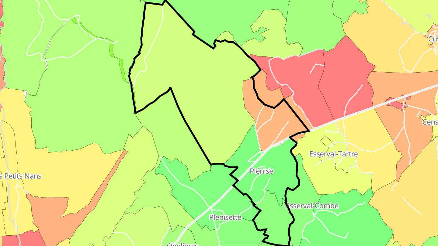 Carte des prix de l'immobilier Plénise