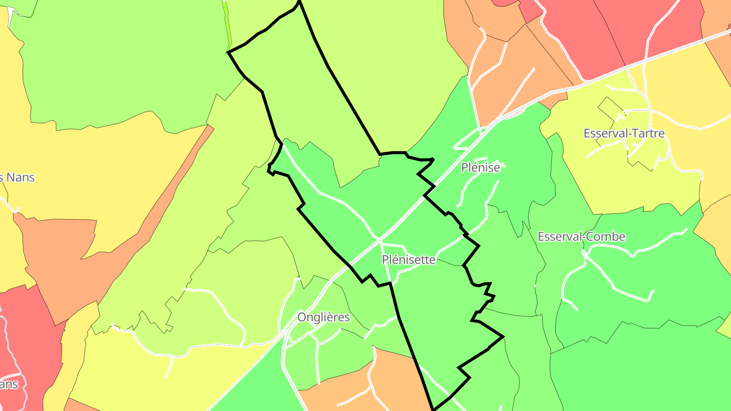 Carte des prix de l'immobilier Plénisette