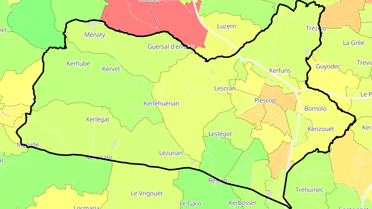 Carte des prix de l'immobilier Plescop