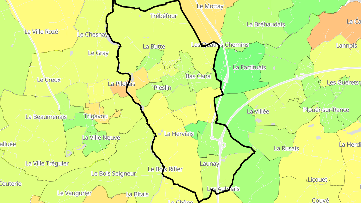 Carte des prix de l'immobilier Pleslin