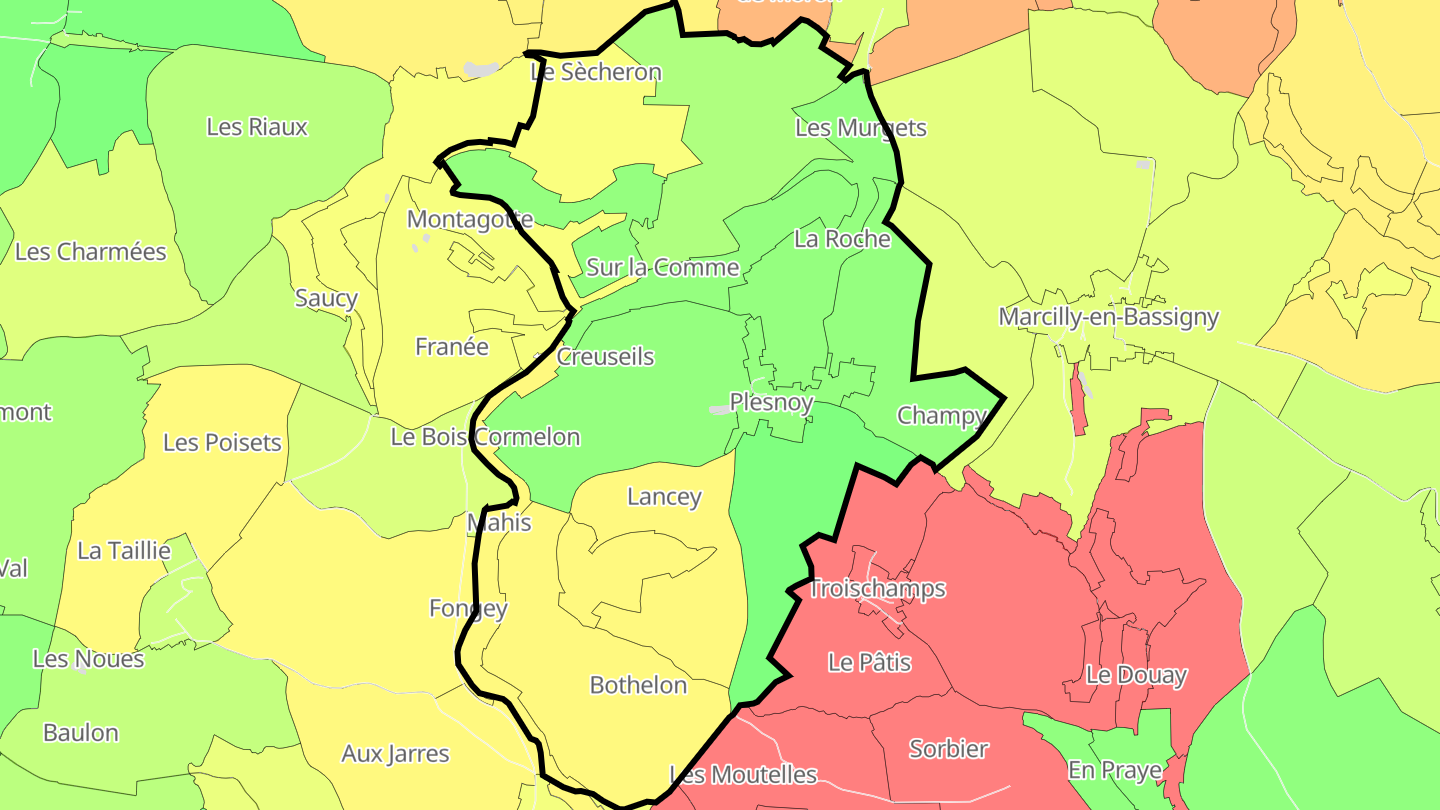 Carte des prix de l'immobilier Plesnoy