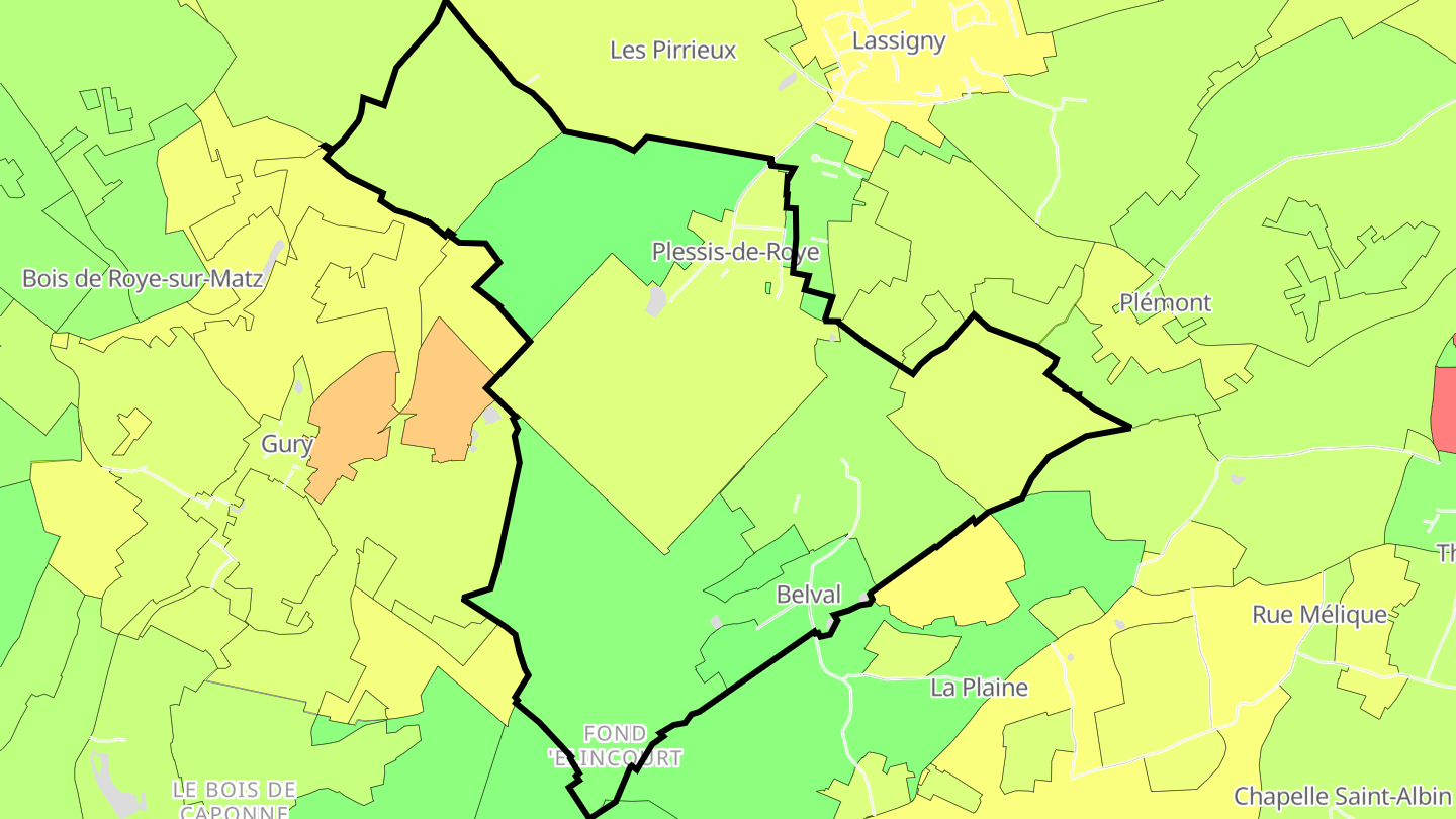Carte des prix de l'immobilier Plessis-de-Roye