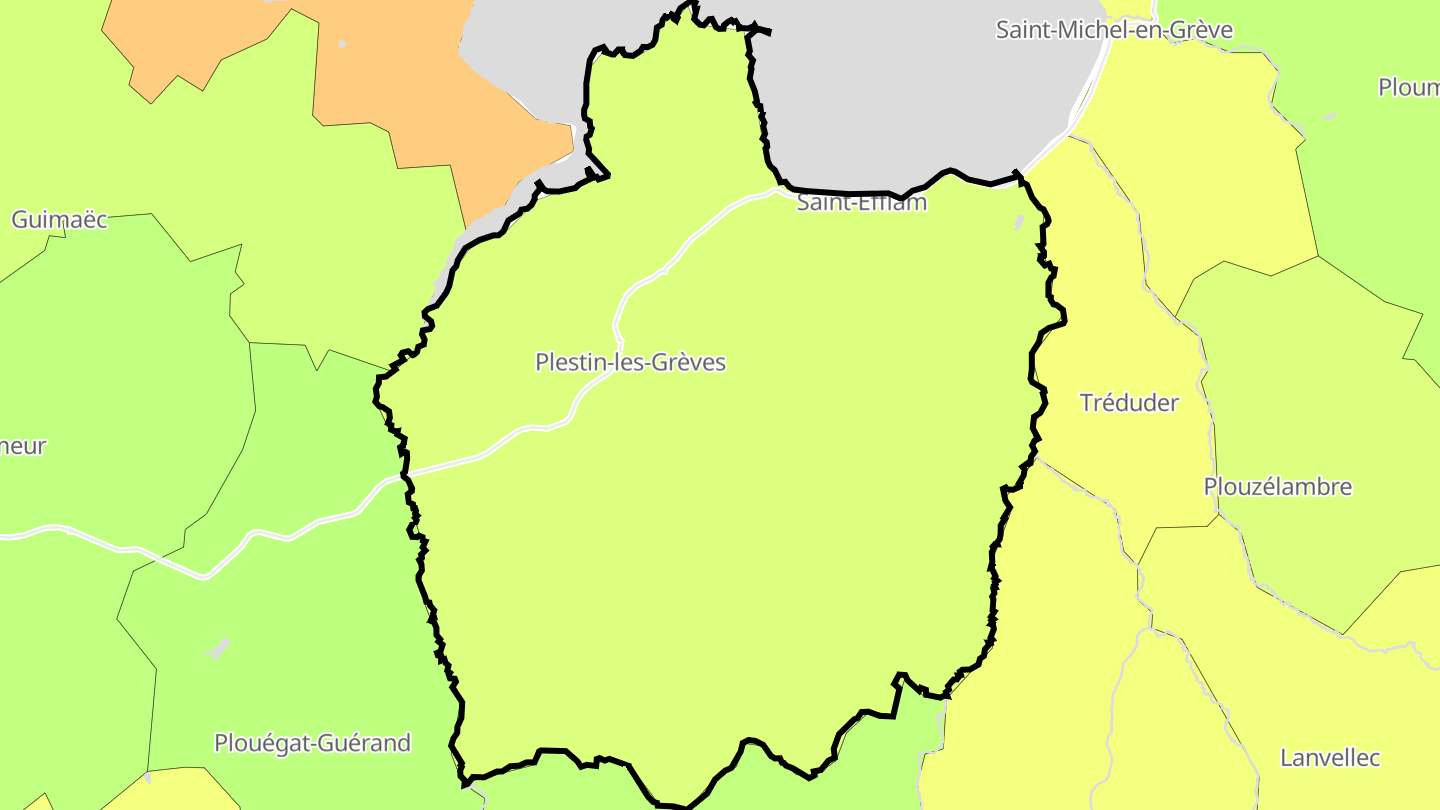 Carte des prix de l'immobilier Plestin-les-Grèves