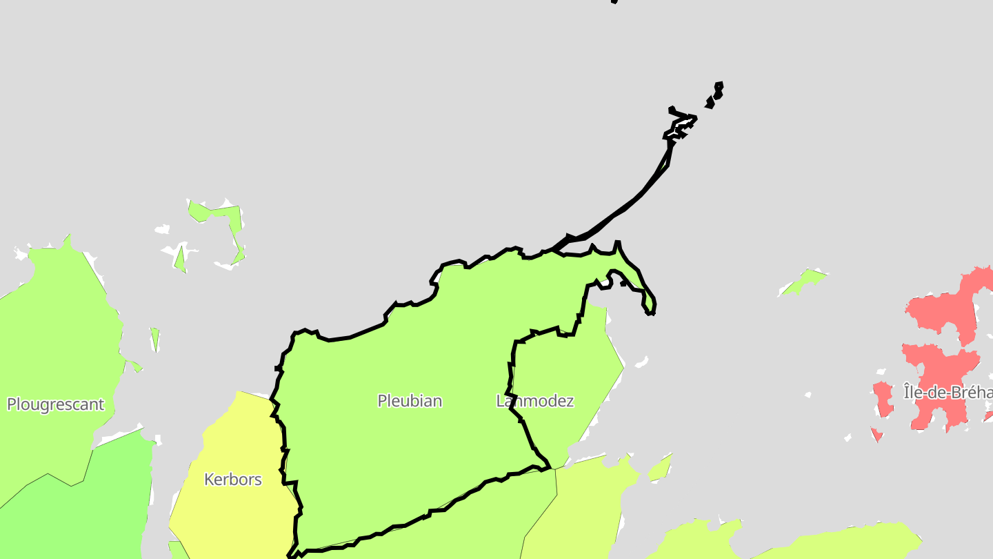 Carte des prix de l'immobilier Pleubian