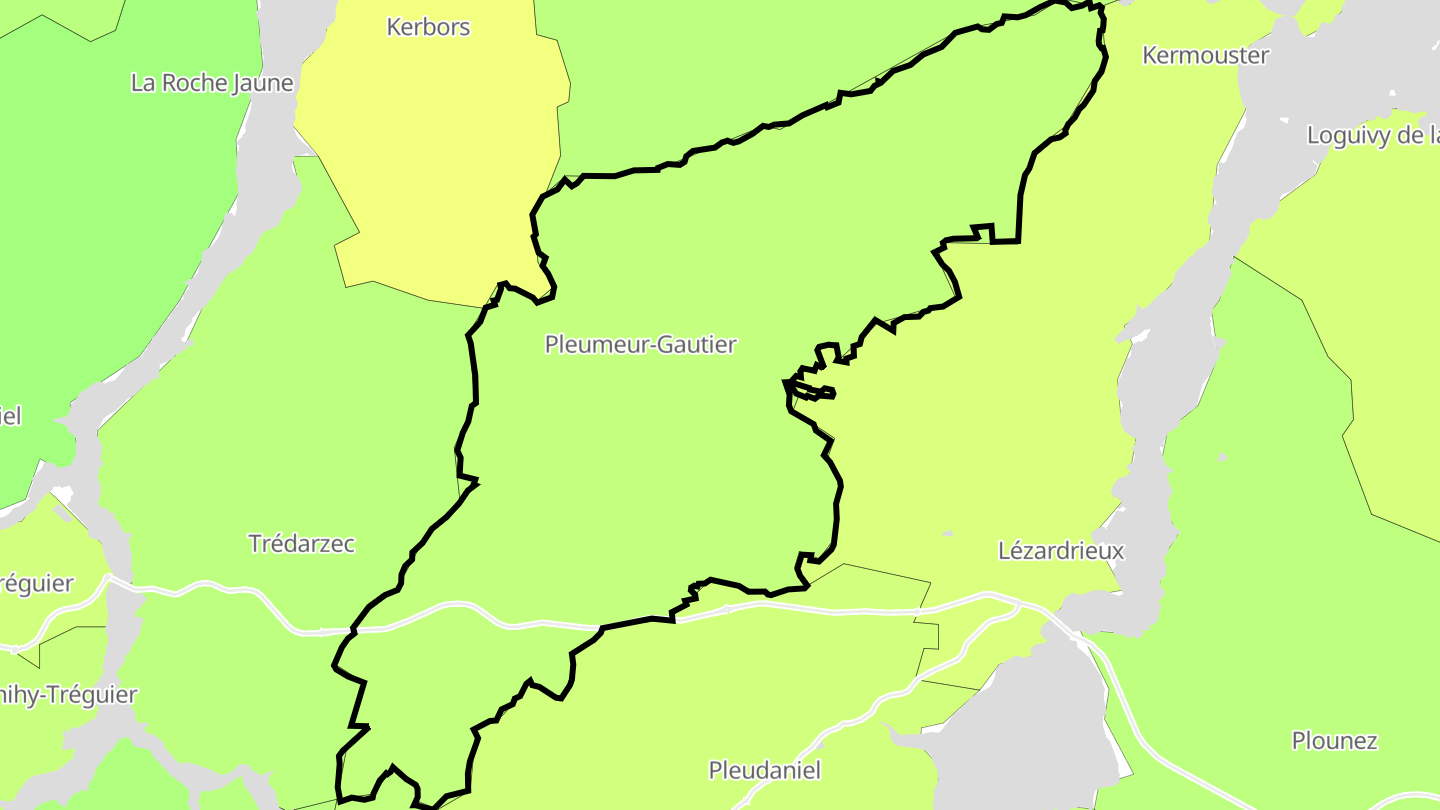 Carte des prix de l'immobilier Pleumeur-Gautier