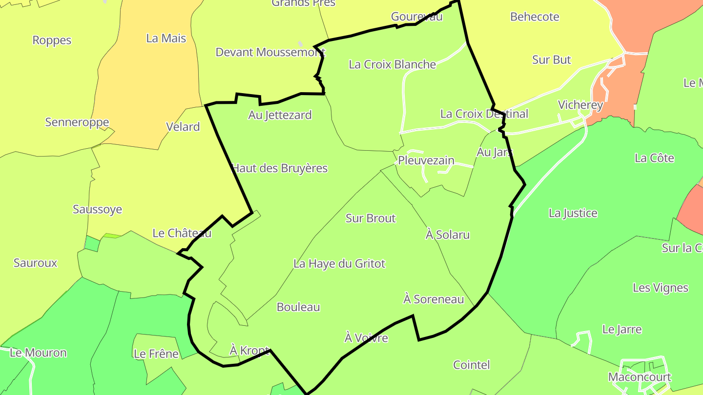 Carte des prix de l'immobilier Pleuvezain