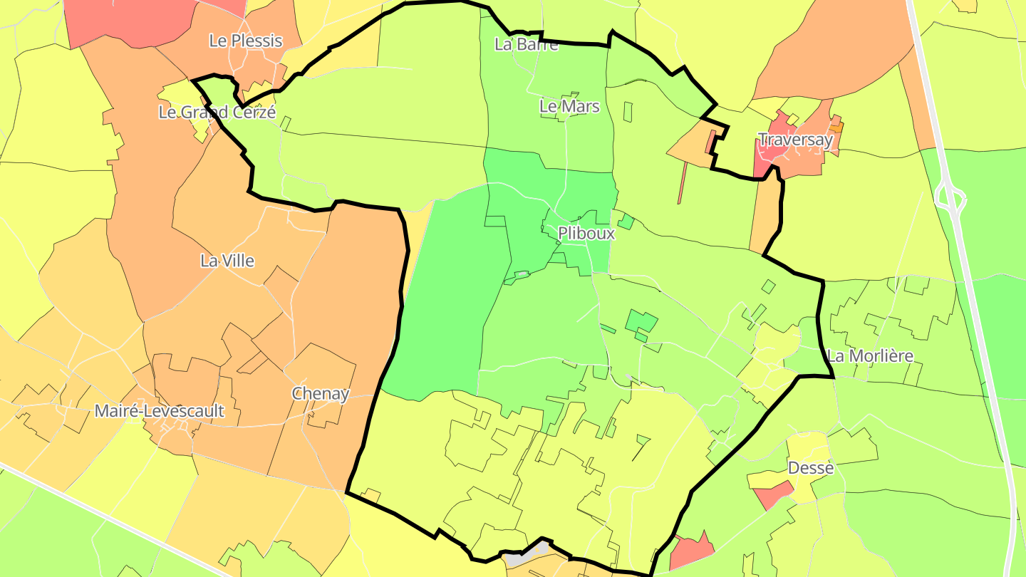 Carte des prix de l'immobilier Pliboux