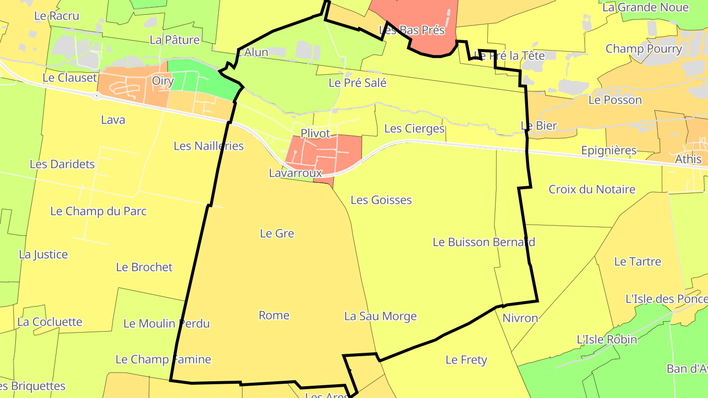 Carte des prix de l'immobilier Plivot