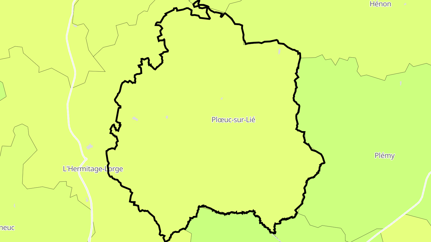 Carte des prix de l'immobilier Plœuc-sur-Lié