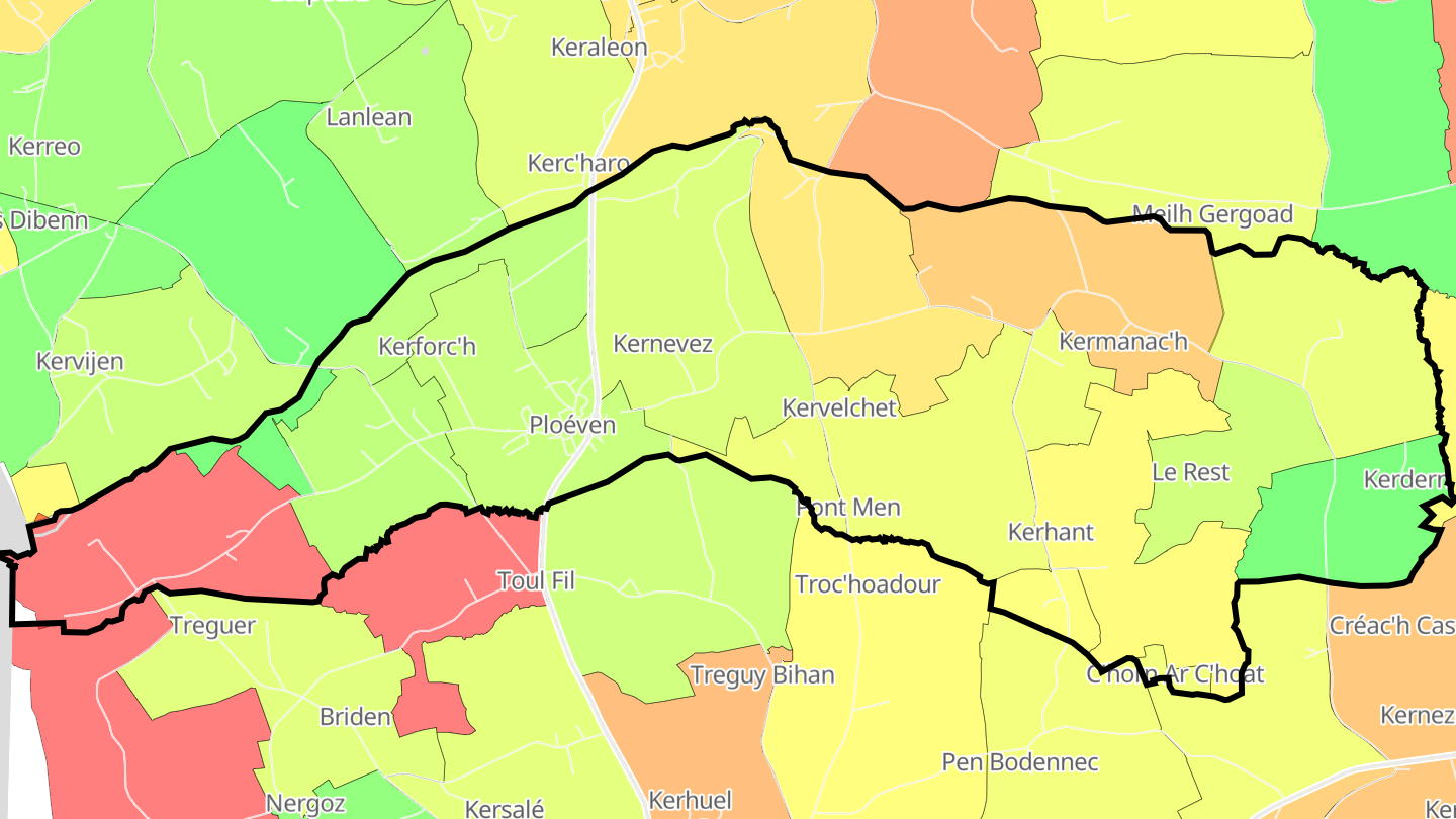 Carte des prix de l'immobilier Ploéven