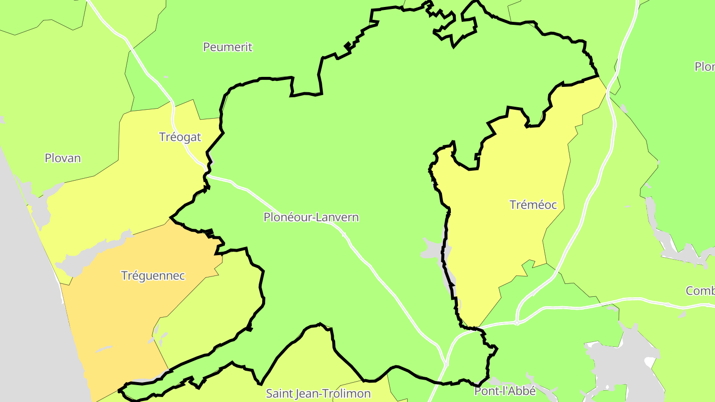 Carte des prix de l'immobilier Plonéour-Lanvern