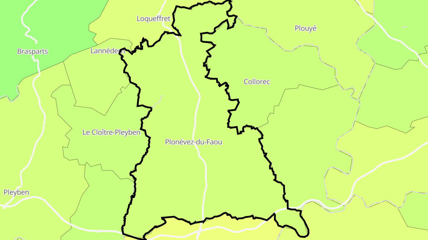 Carte des prix de l'immobilier Plonévez-du-Faou