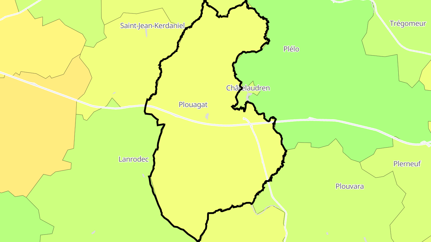 Carte des prix de l'immobilier Plouagat