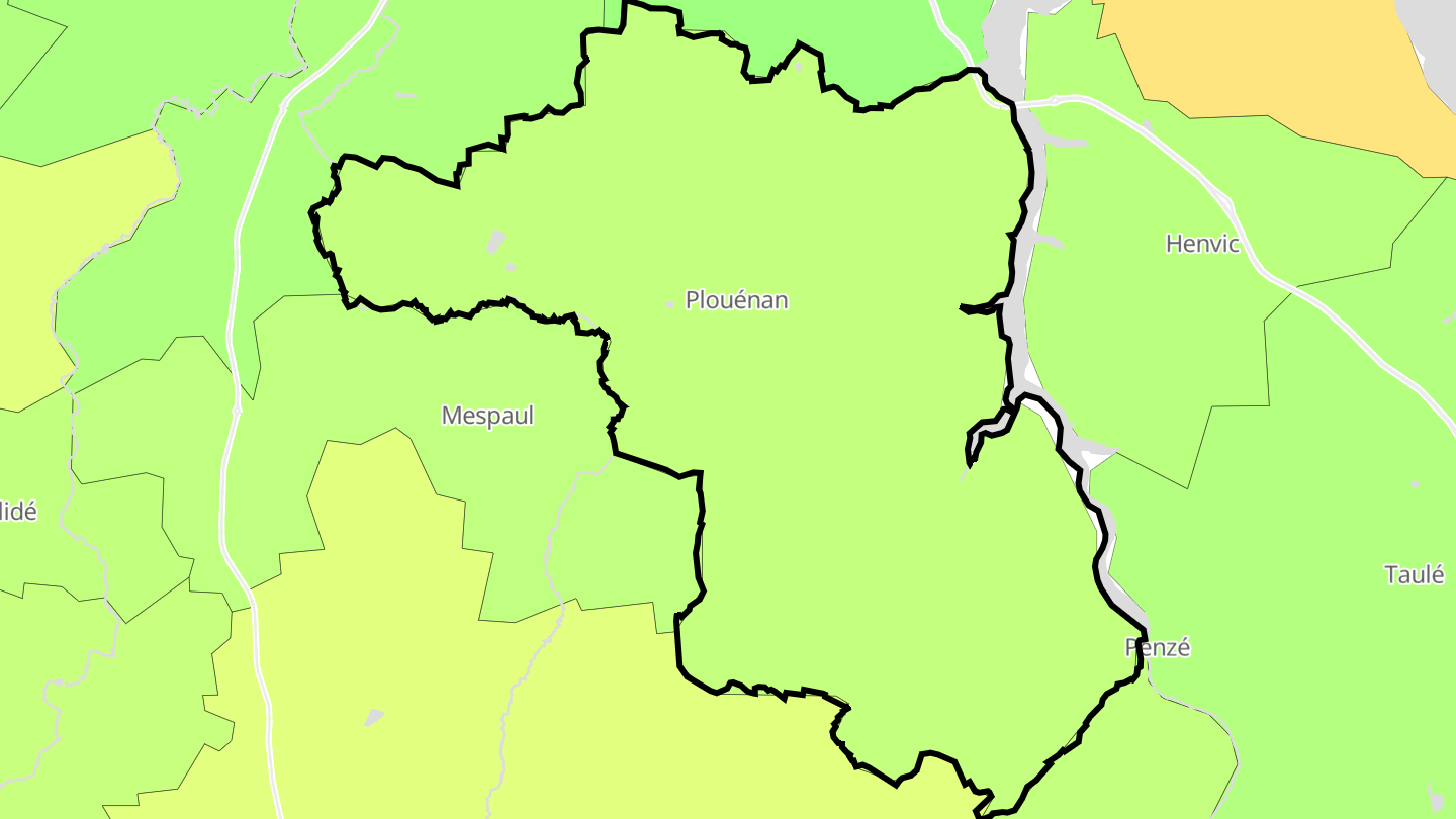 Carte des prix de l'immobilier Plouénan