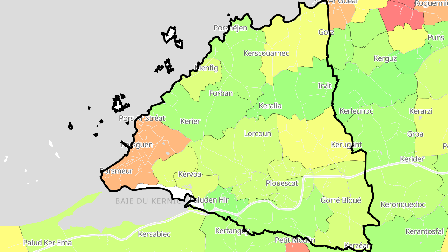 Carte des prix de l'immobilier Plouescat