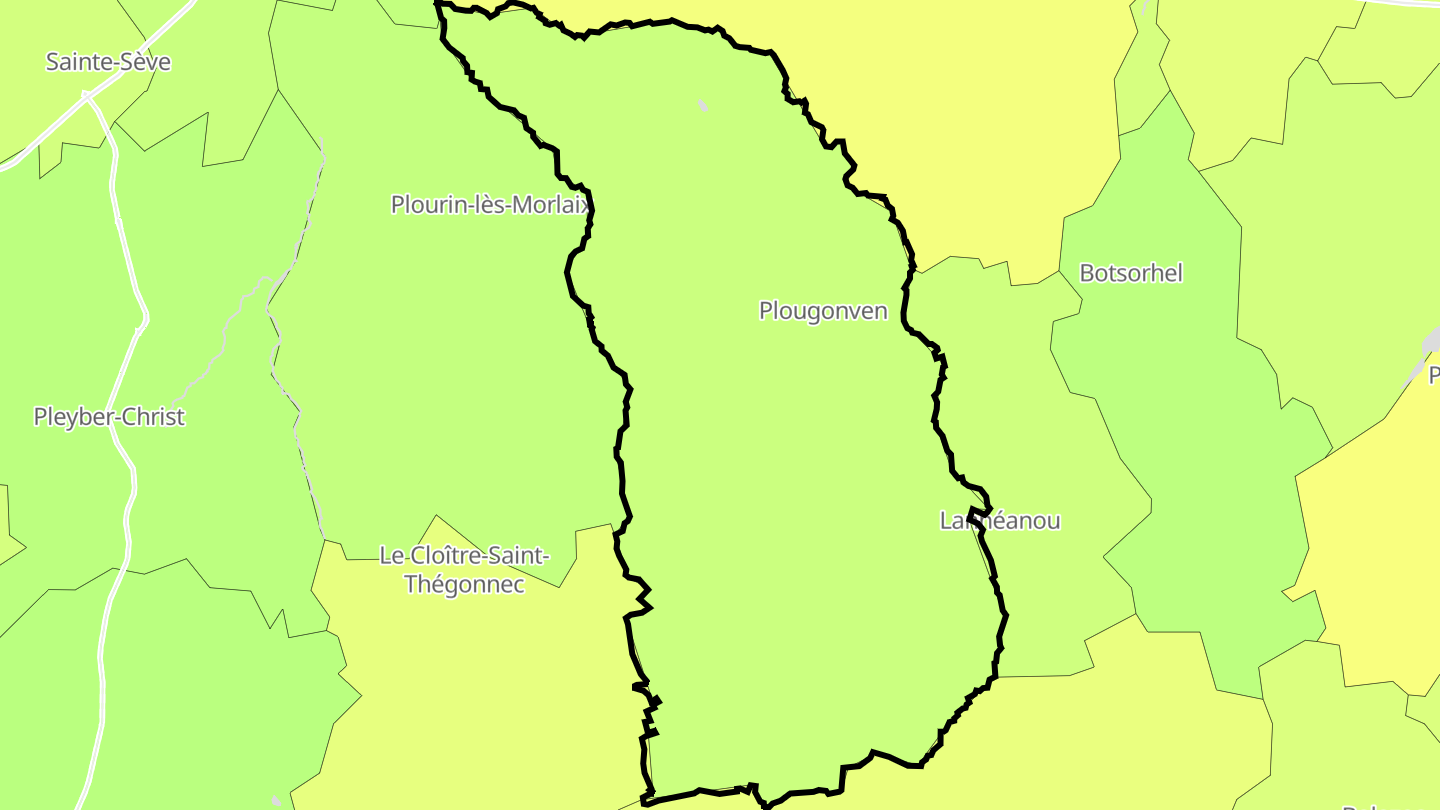 Carte des prix de l'immobilier Plougonven