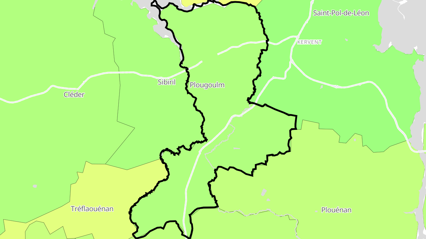 Carte des prix de l'immobilier Plougoulm