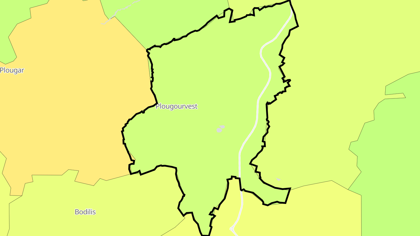 Carte des prix de l'immobilier Plougourvest