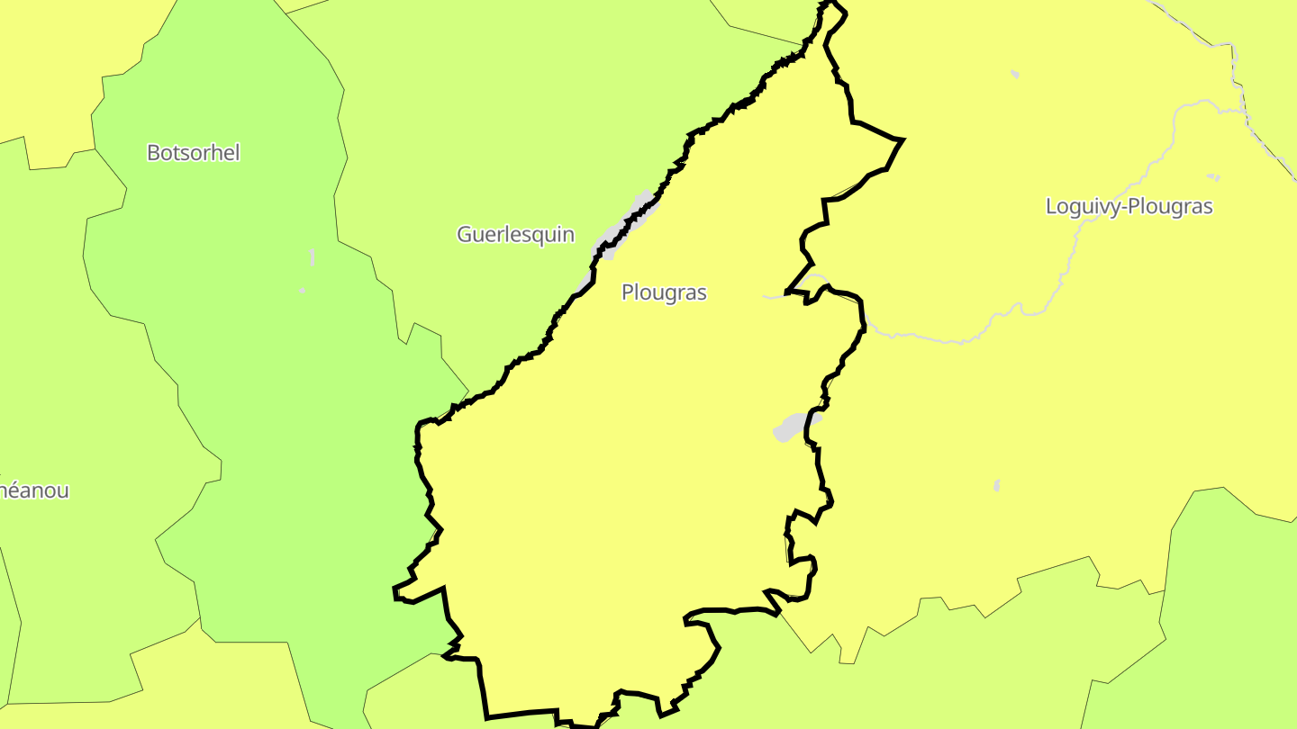 Carte des prix de l'immobilier Plougras