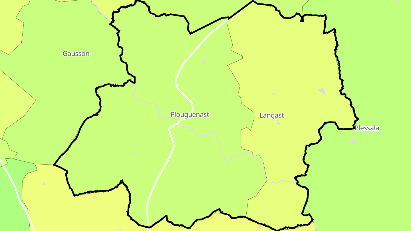Carte des prix de l'immobilier Plouguenast-Langast
