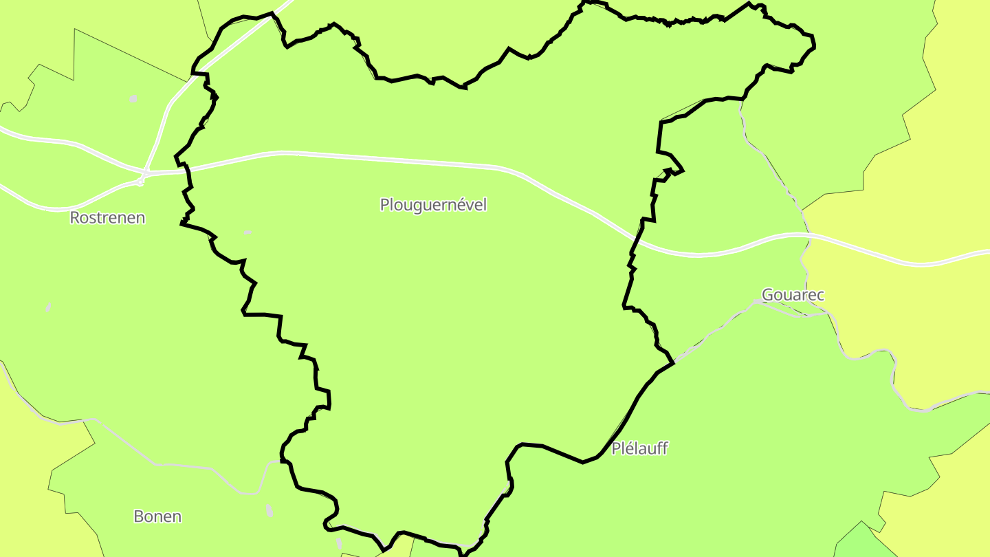 Carte des prix de l'immobilier Plouguernével