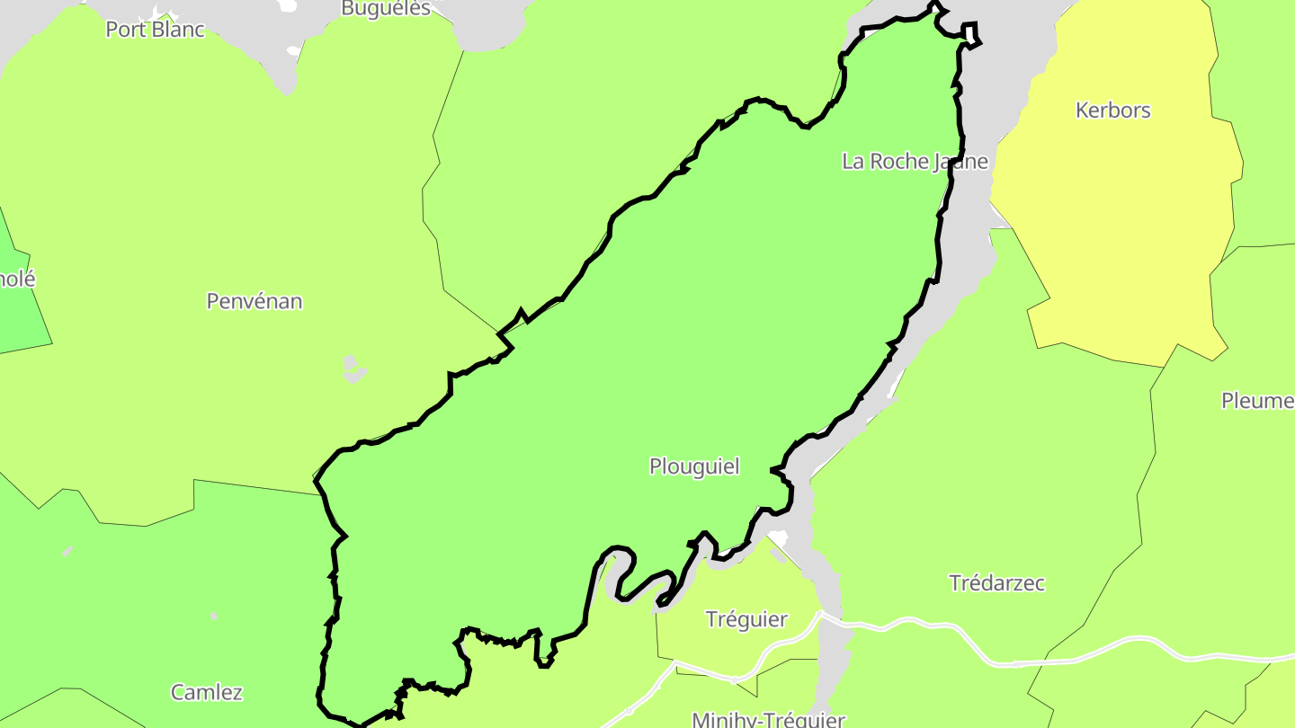 Carte des prix de l'immobilier Plouguiel