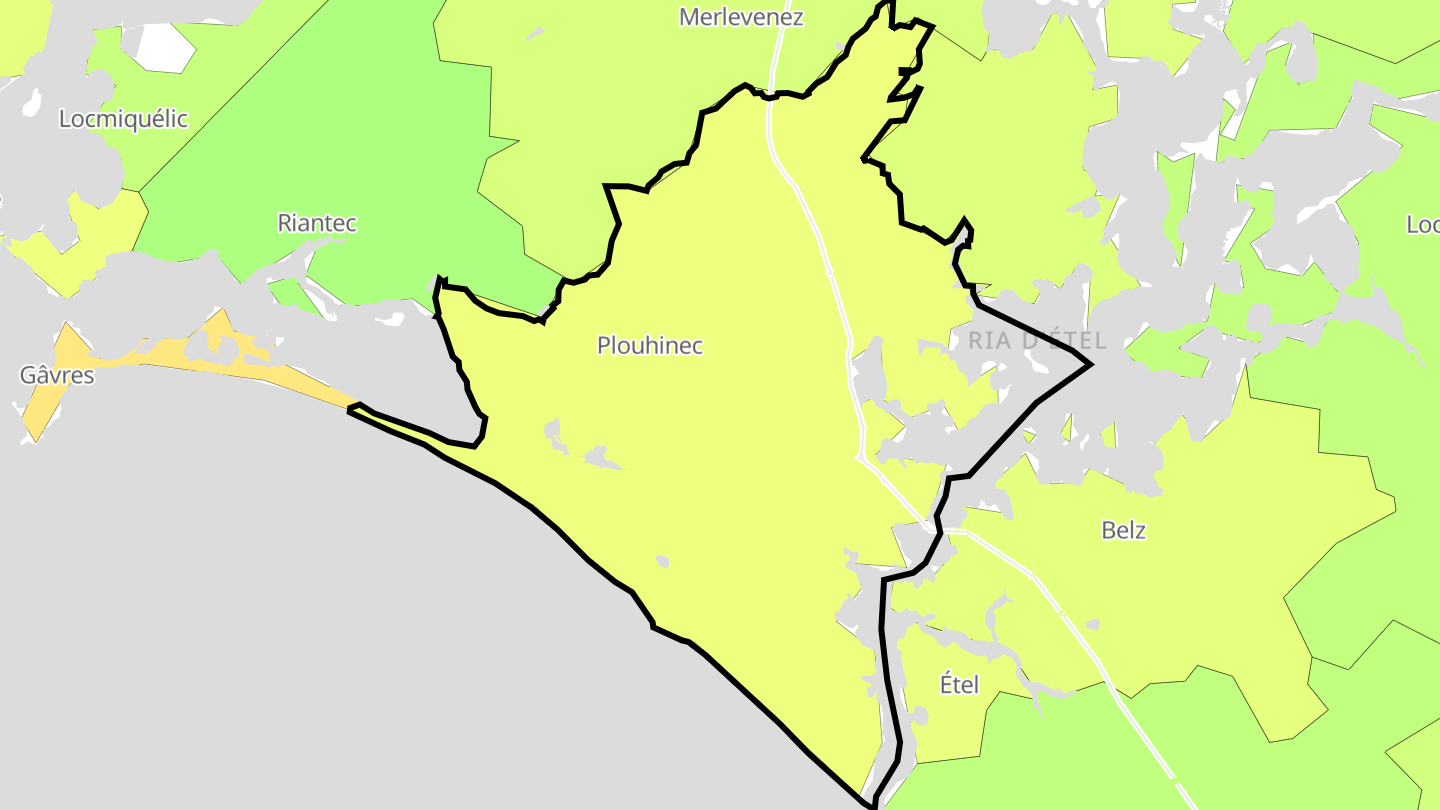 Carte des prix de l'immobilier Plouhinec