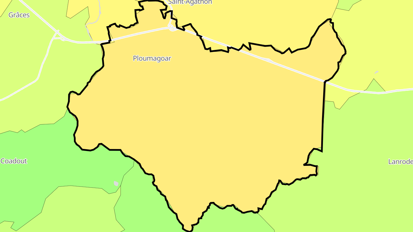 Carte des prix de l'immobilier Ploumagoar