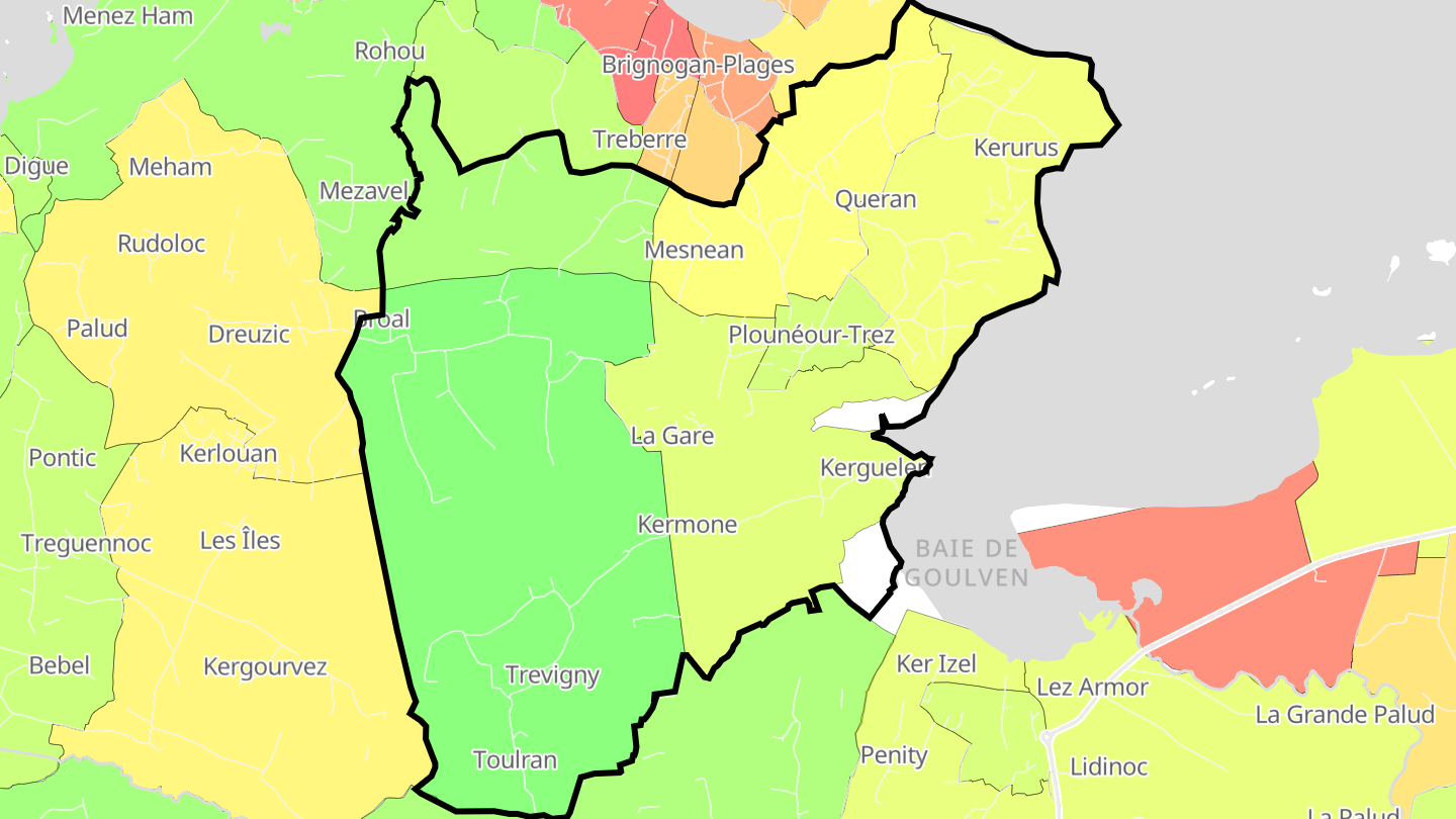 Carte des prix de l'immobilier Plounéour-Trez