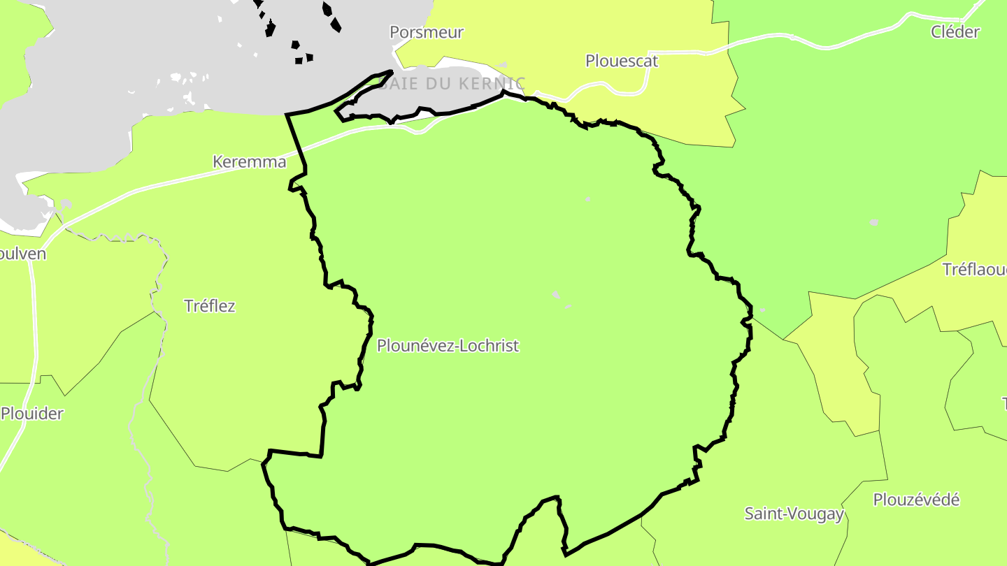 Carte des prix de l'immobilier Plounévez-Lochrist