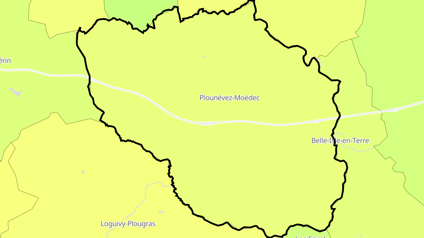 Carte des prix de l'immobilier Plounévez-Moëdec