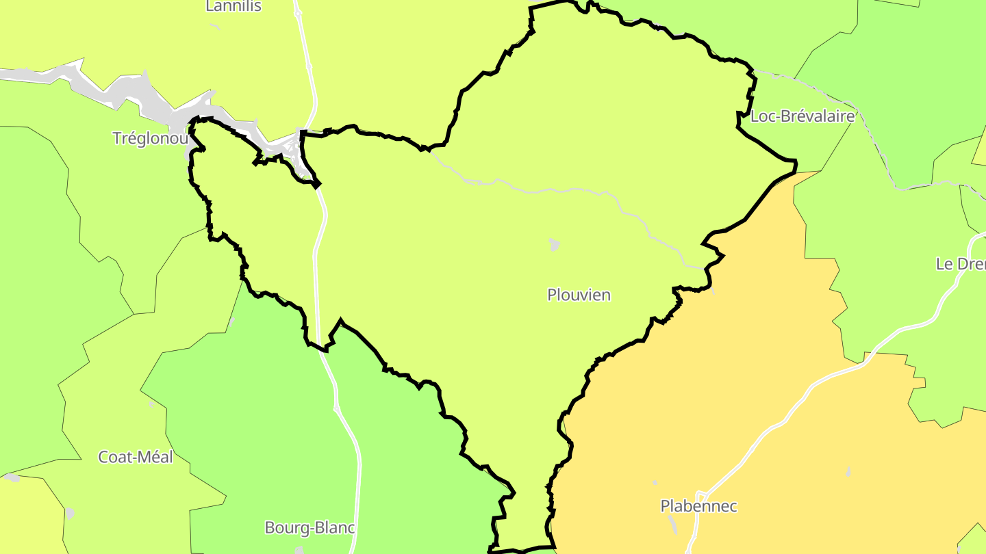 Carte des prix de l'immobilier Plouvien