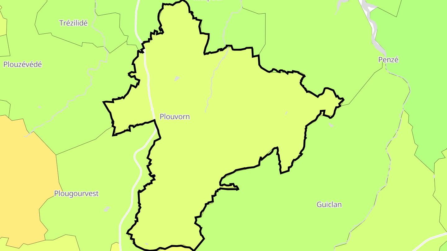 Carte des prix de l'immobilier Plouvorn