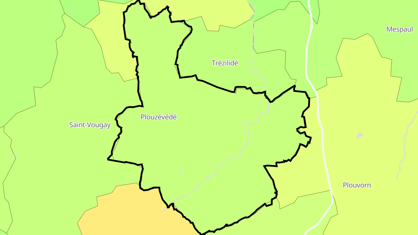 Carte des prix de l'immobilier Plouzévédé
