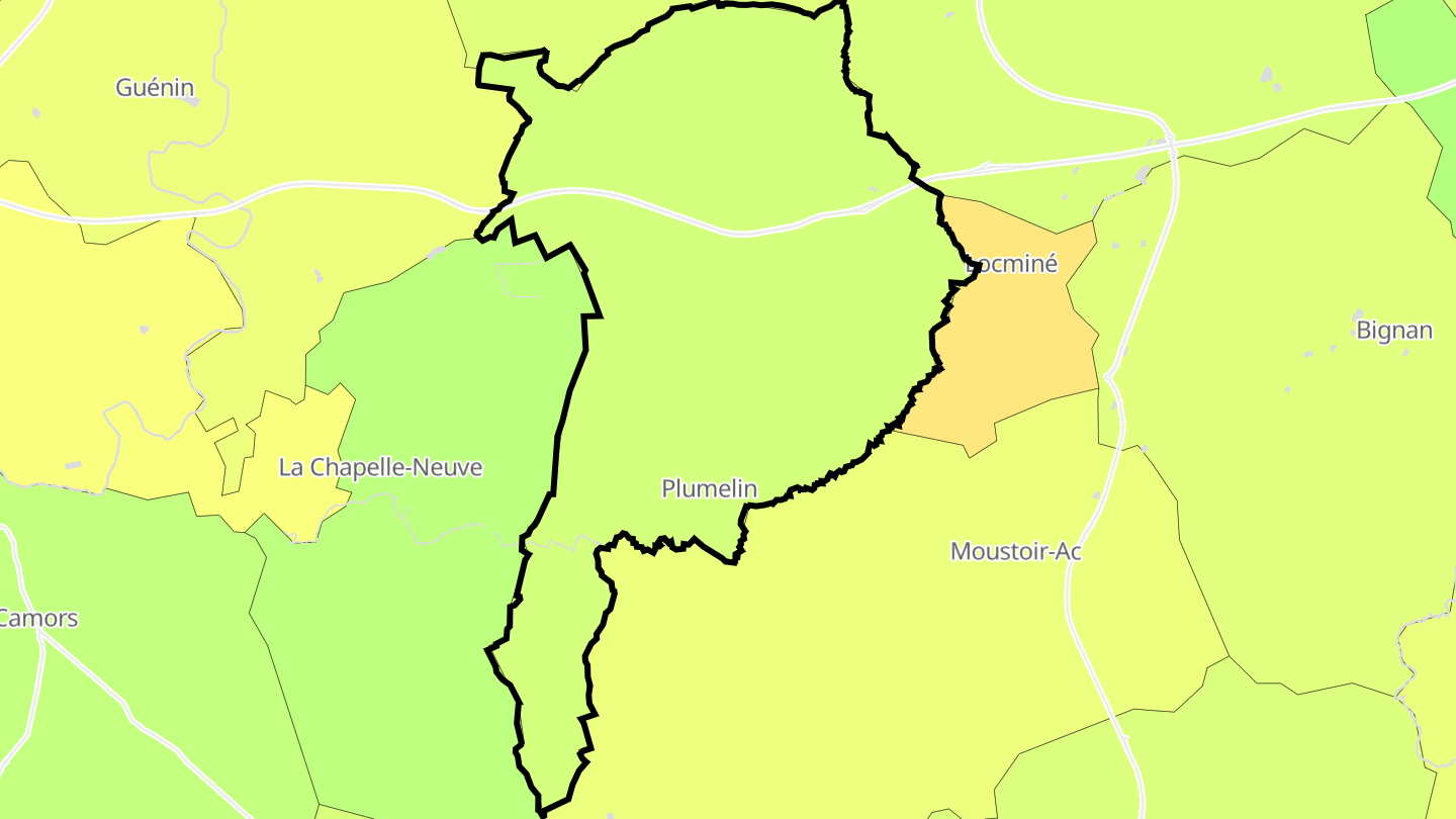 Carte des prix de l'immobilier Plumelin
