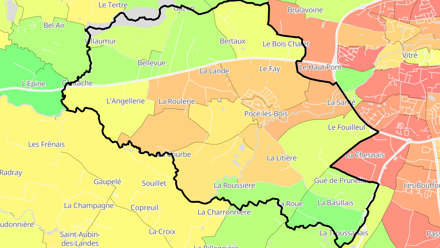 Carte des prix de l'immobilier Pocé-les-Bois