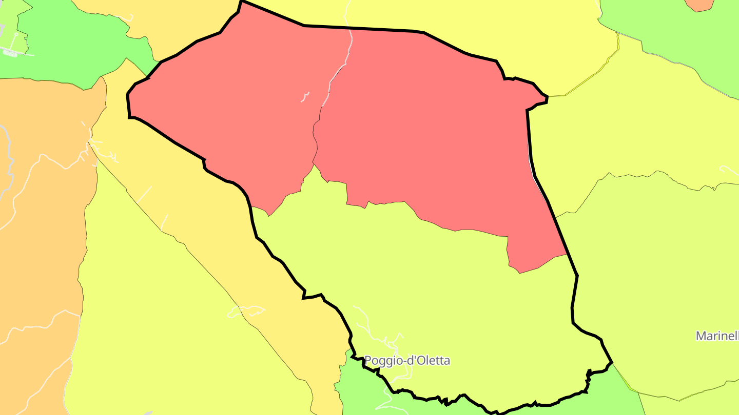 Carte des prix de l'immobilier Poggio-d'Oletta