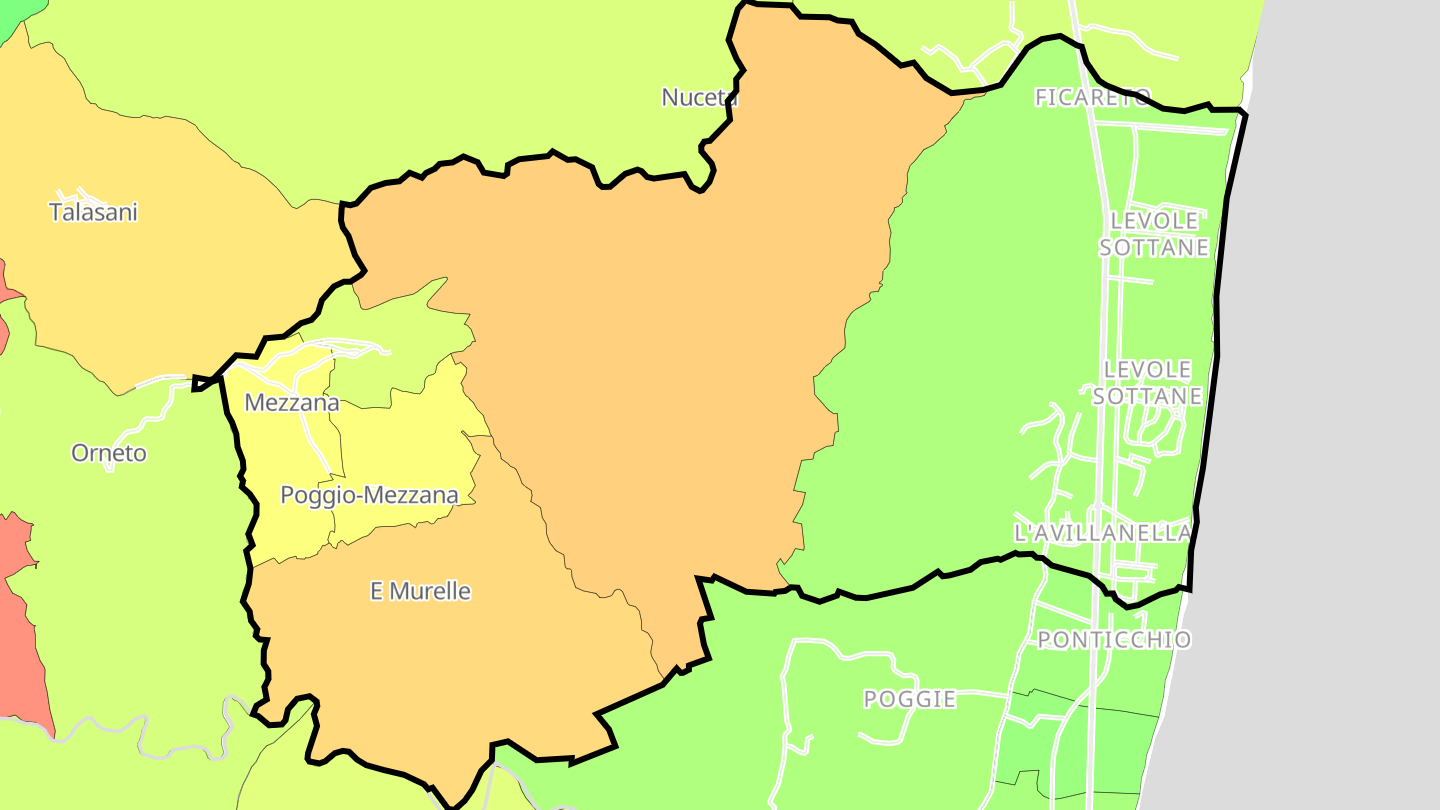 Carte des prix de l'immobilier Poggio-Mezzana